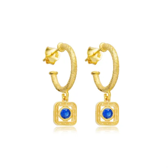 Sapphire CZ Square 925 Sterling Silver Earrings