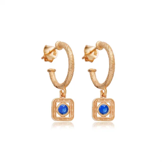 Sapphire CZ Square 925 Sterling Silver Earrings