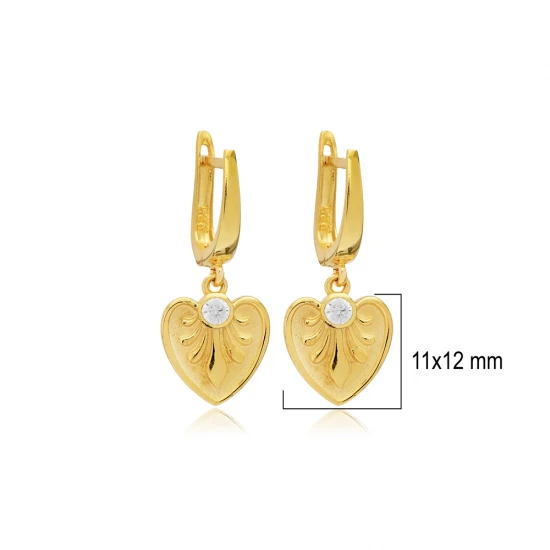 Heart Dangle Latch Back 925 Sterling Silver Earrings Heart Dangle Latch Back 925 Sterling Silver Earrings