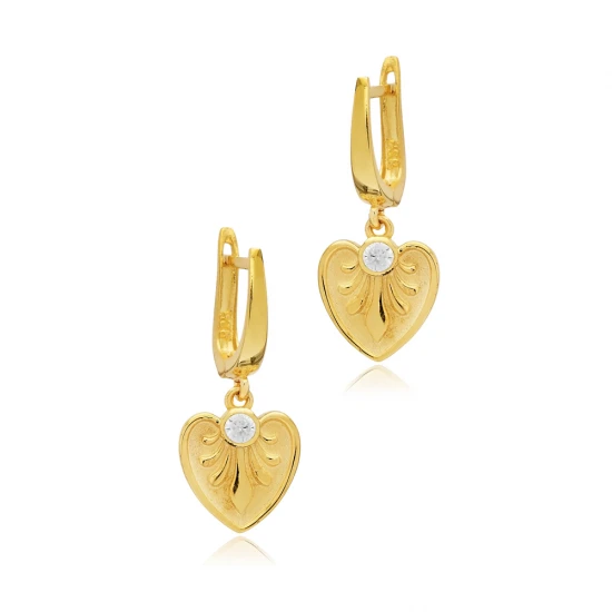 Heart Dangle Latch Back 925 Sterling Silver Earrings Heart Dangle Latch Back 925 Sterling Silver Earrings