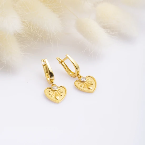 Heart Dangle Latch Back 925 Sterling Silver Earrings Heart Dangle Latch Back 925 Sterling Silver Earrings