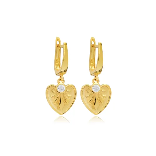 Heart Dangle Latch Back 925 Sterling Silver Earrings