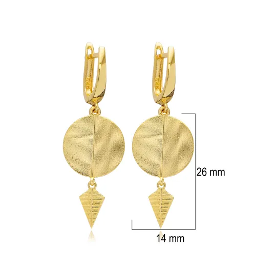 Plain Round Dangle Latch Back Sterling Silver Earrings
