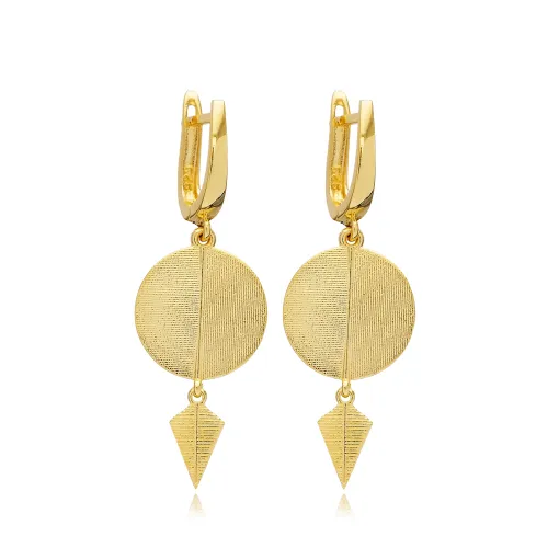 Plain Round Dangle Latch Back Sterling Silver Earrings