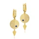 Sapphire CZ Round Dangle Latch Back 925 Silver Earrings