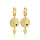 Sapphire CZ Round Dangle Latch Back 925 Silver Earrings