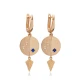 Sapphire CZ Round Dangle Latch Back 925 Silver Earrings