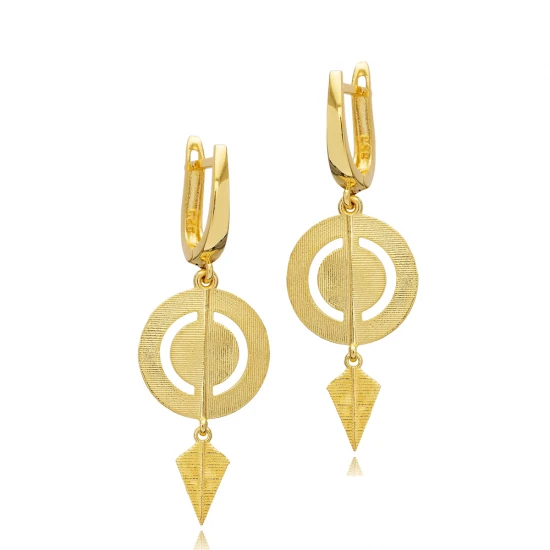 Disc Round CZ Dangle Latch Back 925 Silver Earrings