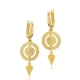 Disc Round CZ Dangle Latch Back 925 Silver Earrings