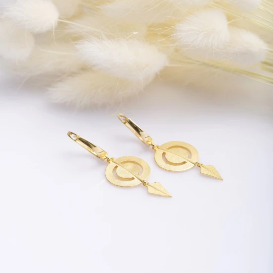 Disc Round CZ Dangle Latch Back 925 Silver Earrings