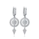 Disc Round CZ Dangle Latch Back 925 Silver Earrings