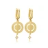 Disc Round CZ Dangle Latch Back Silver Earrings