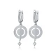 Disc Round CZ Dangle Latch Back Silver Earrings Disc Round CZ Dangle Latch Back Silver Earrings