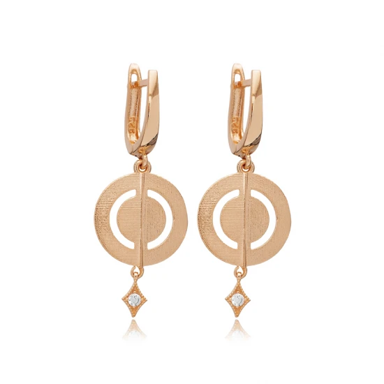 Disc Round CZ Dangle Latch Back Silver Earrings Disc Round CZ Dangle Latch Back Silver Earrings
