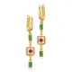 Ruby CZ Emerald CZ Geometric Drop 925 Silver Earrings Ruby CZ Emerald CZ Geometric Drop 925 Silver Earrings