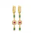 Ruby CZ Emerald CZ Geometric Drop 925 Silver Earrings