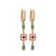 Ruby CZ Emerald CZ Geometric Drop 925 Silver Earrings Ruby CZ Emerald CZ Geometric Drop 925 Silver Earrings