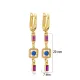 Ruby CZ Sapphire CZ Geometric Drop 925 Silver Earrings