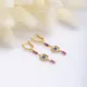 Ruby CZ Sapphire CZ Geometric Drop 925 Silver Earrings