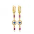 Ruby CZ Sapphire CZ Geometric Drop 925 Silver Earrings