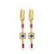 Ruby CZ Sapphire CZ Geometric Drop 925 Silver Earrings