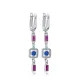Ruby CZ Sapphire CZ Geometric Drop 925 Silver Earrings