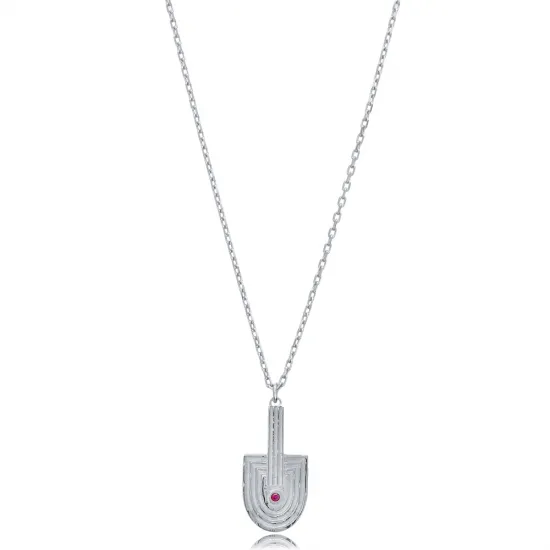 Ruby CZ Dainty 925 Sterling Silver Necklace Ruby CZ Dainty 925 Sterling Silver Necklace
