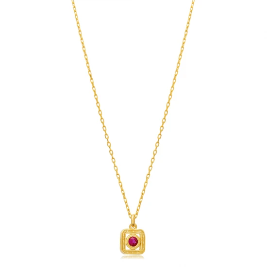 Ruby CZ Square 925 Sterling Silver Necklace Ruby CZ Square 925 Sterling Silver Necklace