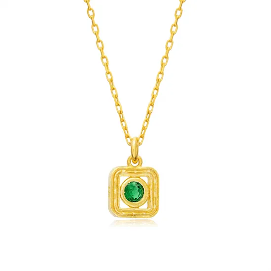Emerald CZ Square 925 Sterling Silver Necklace Emerald CZ Square 925 Sterling Silver Necklace