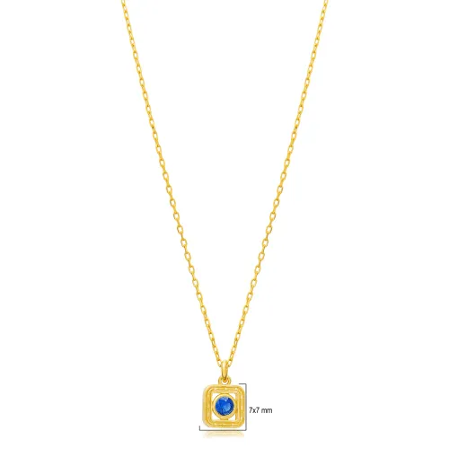 Sapphire CZ Square Design Silver Charm Necklace Wholesale Jewelry Sapphire CZ Square Design Silver Charm Necklace Wholesale Jewelry