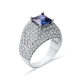 Tanzanite Square Cut CZ Stony Cluster 925 Silver Ring | 925 Sterling Silver Wholesale | Sade Silver Tanzanite Square Cut CZ Stony Cluster 925 Silver Ring - Sade 925 Silver Jewelry