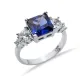 Square Tanzanite CZ Round 925 Sterling Silver Ring