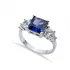 Square Tanzanite CZ Round 925 Sterling Silver Ring