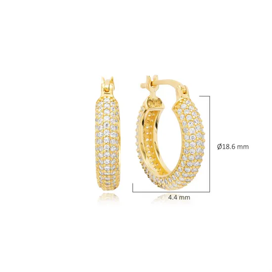 Clear Wide Hoop CZ 925 Sterling Silver Earrings Clear Wide Hoop CZ 925 Sterling Silver Earrings