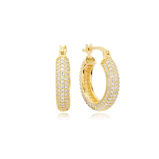 Clear Wide Hoop CZ 925 Sterling Silver Earrings Clear Wide Hoop CZ 925 Sterling Silver Earrings