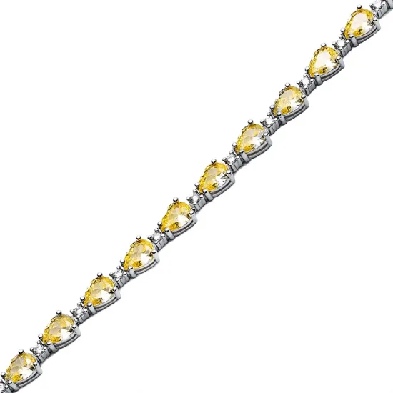 Pear Drop Citrine CZ Tennis Sterling Silver Bracelet Pear Drop Citrine CZ Tennis Sterling Silver Bracelet