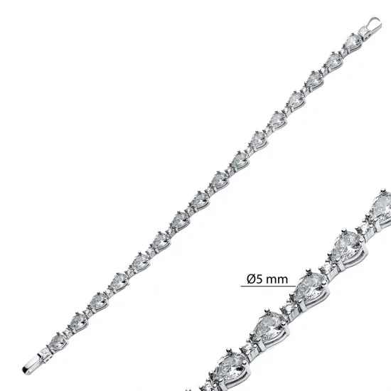 Clear CZ Pear Drop Tennis 925 Sterling Silver Bracelet Clear CZ Pear Drop Tennis 925 Sterling Silver Bracelet
