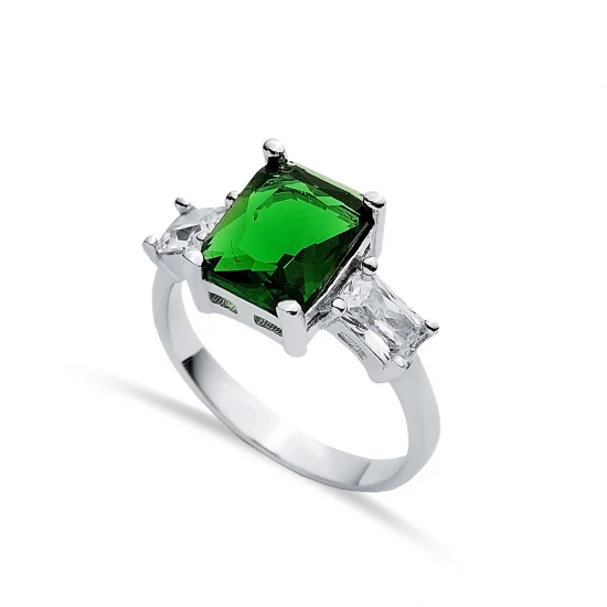 Rectangle Emerald CZ Baguette 925 Sterling Silver Ring Rectangle Emerald CZ Baguette 925 Sterling Silver Ring