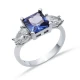 Pear CZ Square Tanzanite 925 Sterling Silver Ring | 925 Sterling Silver Wholesale | Sade Silver Pear CZ Square Tanzanite 925 Sterling Silver Ring - Sade 925 Silver Jewelry