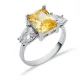Pear CZ Rectangle Citrine Ring Sterling Silver Jewelry Pear CZ Rectangle Citrine Ring Sterling Silver Jewelry
