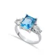 Pear CZ Rectangle Aquamarine 925 Sterling Silver Ring