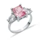 Rectangle Pink Quartz Pear CZ 925 Sterling Silver Ring