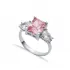 Rectangle Pink Quartz Pear CZ 925 Sterling Silver Ring
