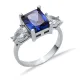 Rectangle Tanzanite Pear CZ 925 Sterling Silver Ring | 925 Sterling Silver Wholesale | Sade Silver Rectangle Tanzanite Pear CZ 925 Sterling Silver Ring - Sade 925 Silver Jewelry