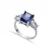 Rectangle Tanzanite Pear CZ 925 Sterling Silver Ring