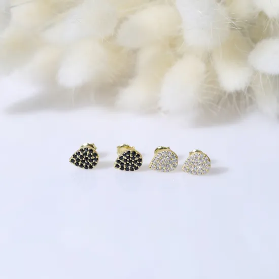 Turkish Black CZ Pear 925 Sterling Silver Earrings Turkish Black CZ Pear 925 Sterling Silver Earrings