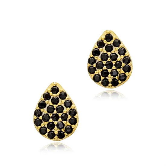 Turkish Black CZ Pear 925 Sterling Silver Earrings Turkish Black CZ Pear 925 Sterling Silver Earrings