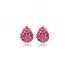Ruby CZ Pear Design Silver Stud Earrings