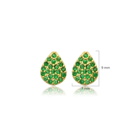 Emerald CZ Pear Design 925 Stud Earrings Emerald CZ Pear Design 925 Stud Earrings