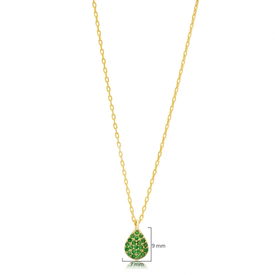 Pear Emerald CZ 925 Sterling Silver Necklace Pear Emerald CZ 925 Sterling Silver Necklace